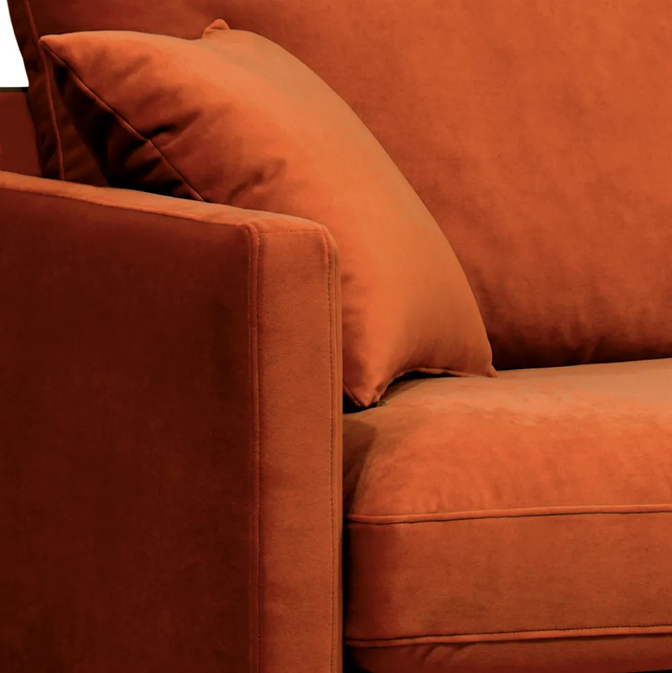VILLABON Fauteuil XL en velours pieds bois foncé