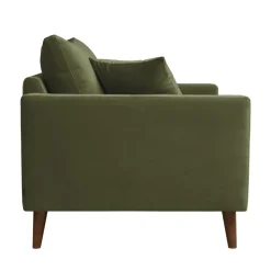 VILLABON Fauteuil XL en velours pieds bois foncé