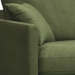 VILLABON Fauteuil XL en velours pieds bois foncé