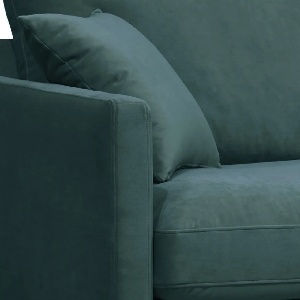 VILLABON Fauteuil XL en velours pieds bois foncé