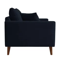 VILLABON Fauteuil XL en velours pieds bois foncé
