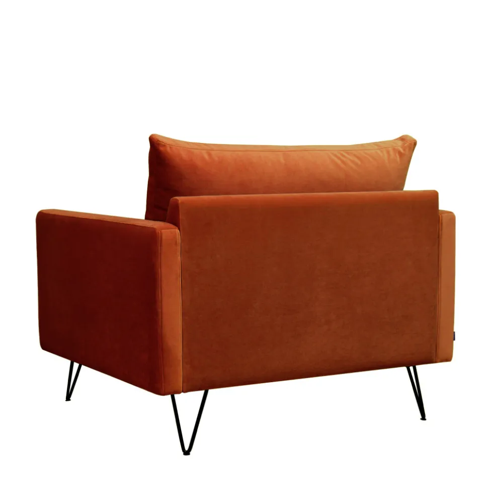 VILLABON Fauteuil XL en velours pieds épingles noirs