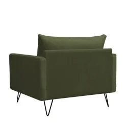 VILLABON Fauteuil XL en velours pieds épingles noirs