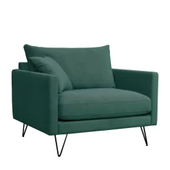 VILLABON Fauteuil XL en velours pieds épingles noirs