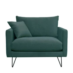 VILLABON Fauteuil XL en velours pieds épingles noirs