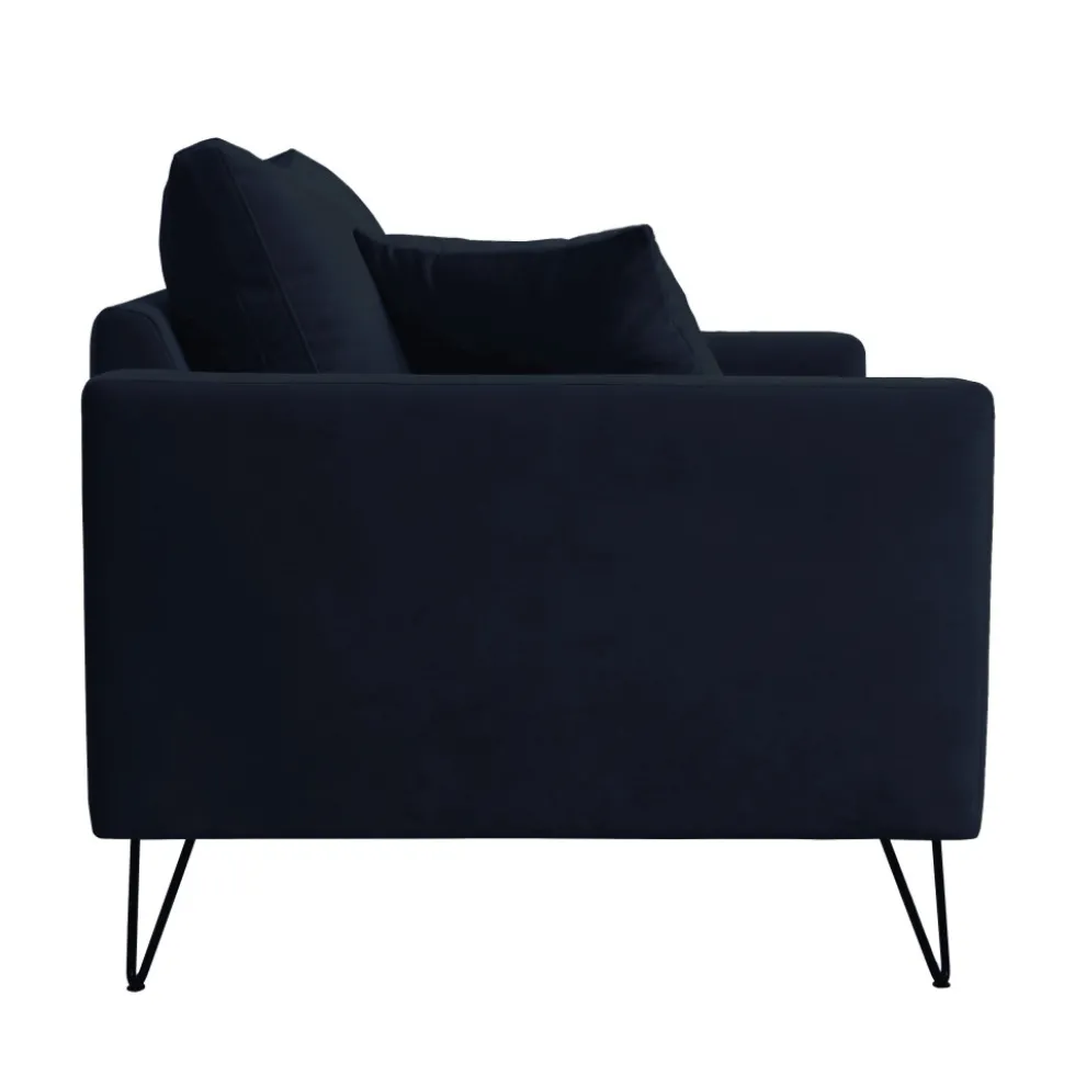 VILLABON Fauteuil XL en velours pieds épingles noirs