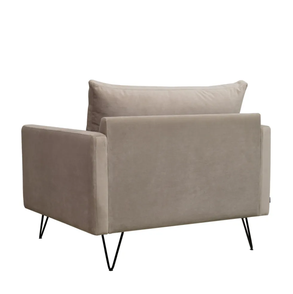VILLABON Fauteuil XL en velours pieds épingles noirs