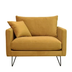 VILLABON Fauteuil XL en velours pieds épingles noirs