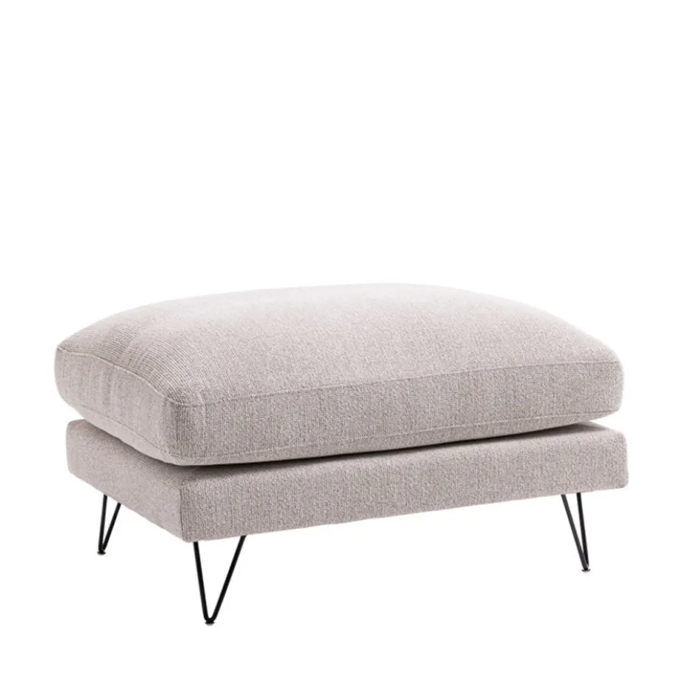 VILLABON Pouf en tissu pieds épingles noirs