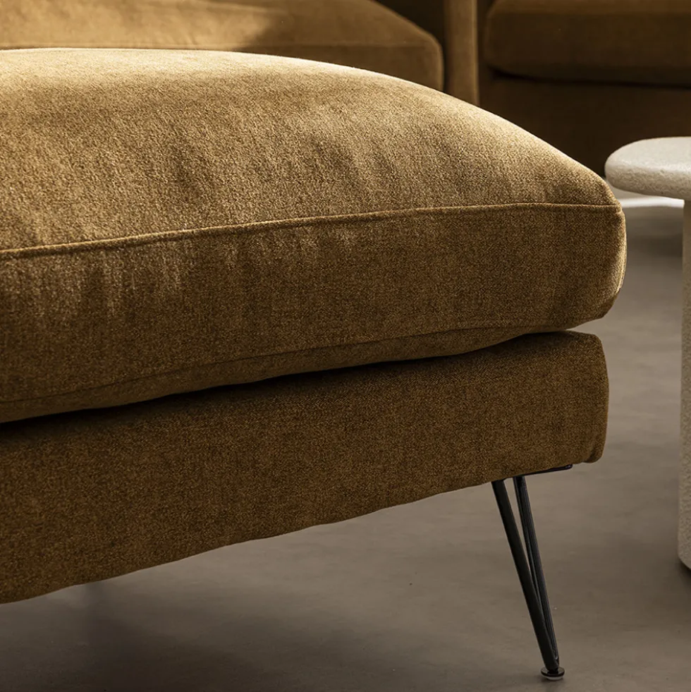 VILLABON Pouf en tissu pieds épingles noirs