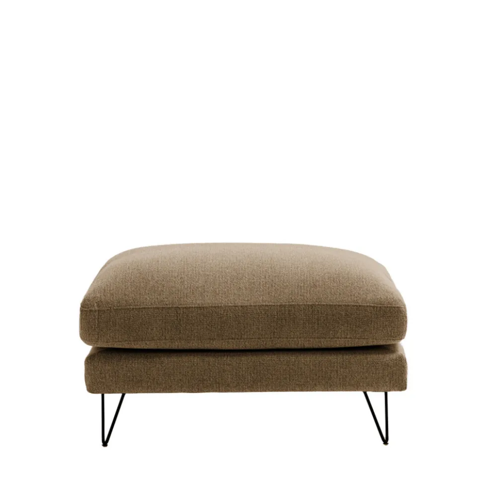 VILLABON Pouf en tissu pieds épingles noirs