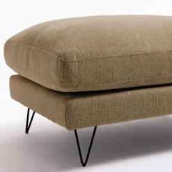 VILLABON Pouf en tissu pieds épingles noirs