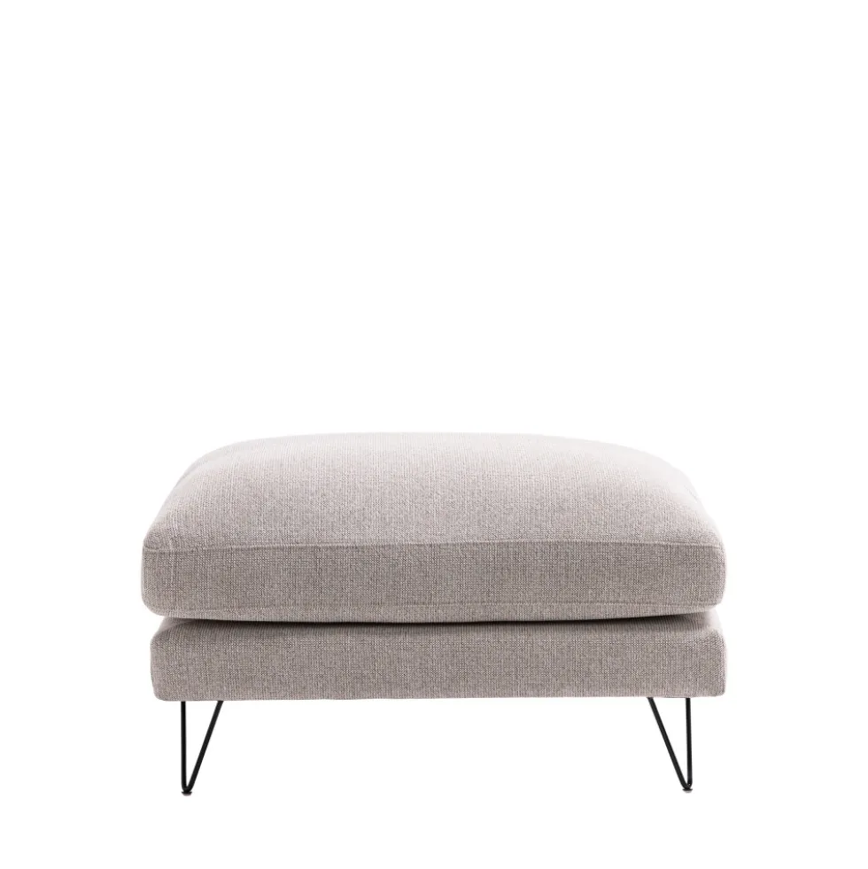 VILLABON Pouf en tissu pieds épingles noirs