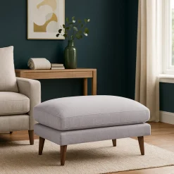 VILLABON Pouf en tissu pieds bois foncé
