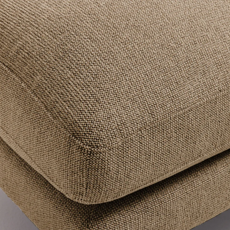 VILLABON Pouf en tissu pieds bois foncé