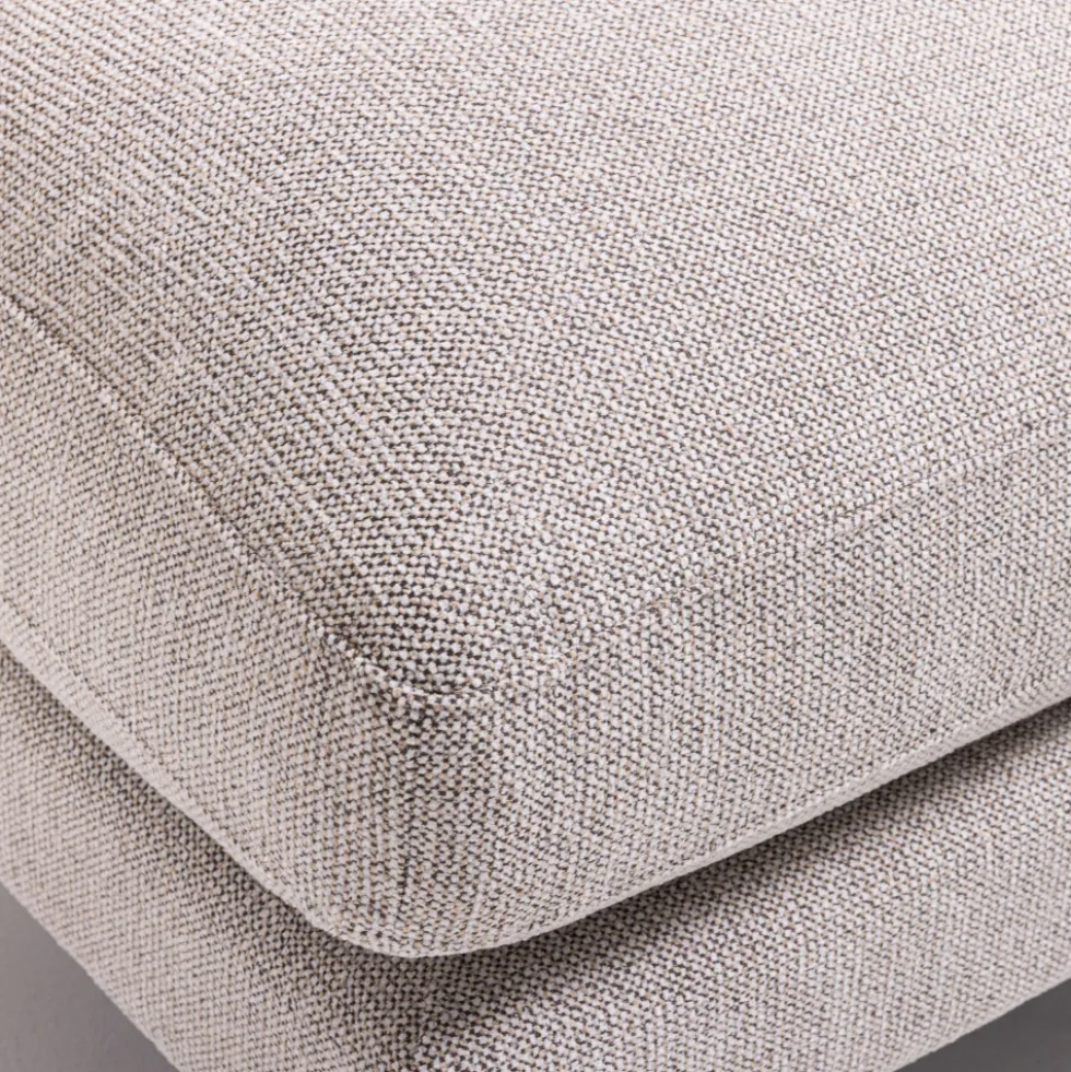 VILLABON Pouf en tissu pieds bois foncé