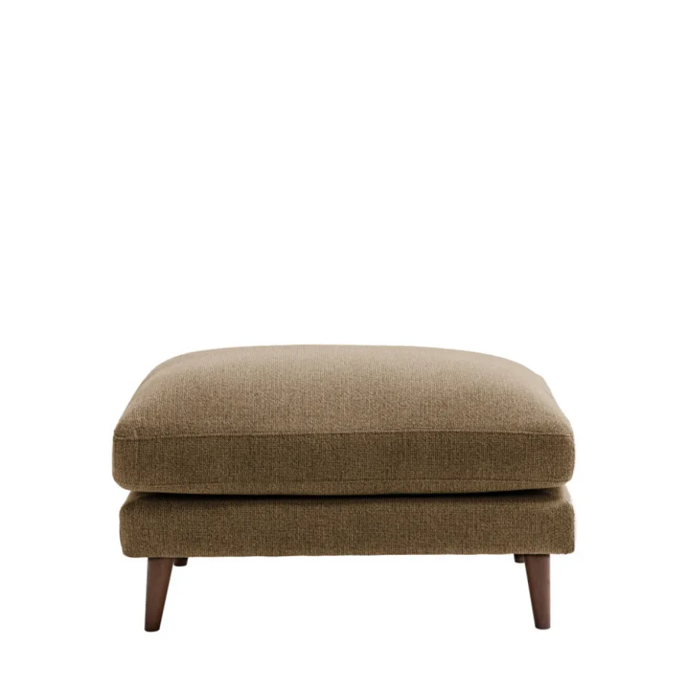 VILLABON Pouf en tissu pieds bois foncé