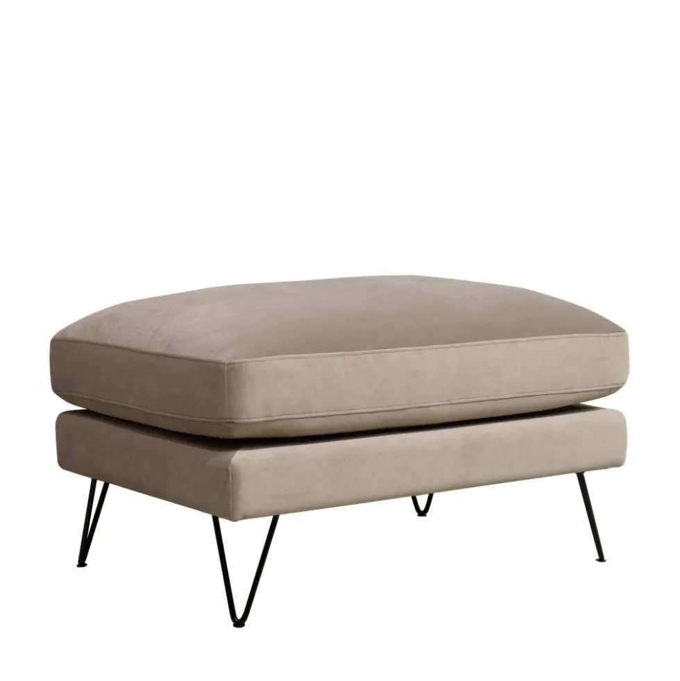 VILLABON Pouf en velours pieds épingles noirs