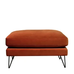 VILLABON Pouf en velours pieds épingles noirs