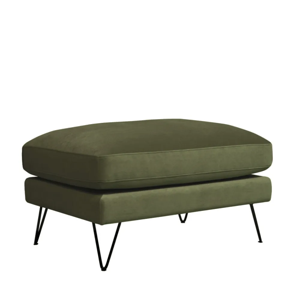 VILLABON Pouf en velours pieds épingles noirs