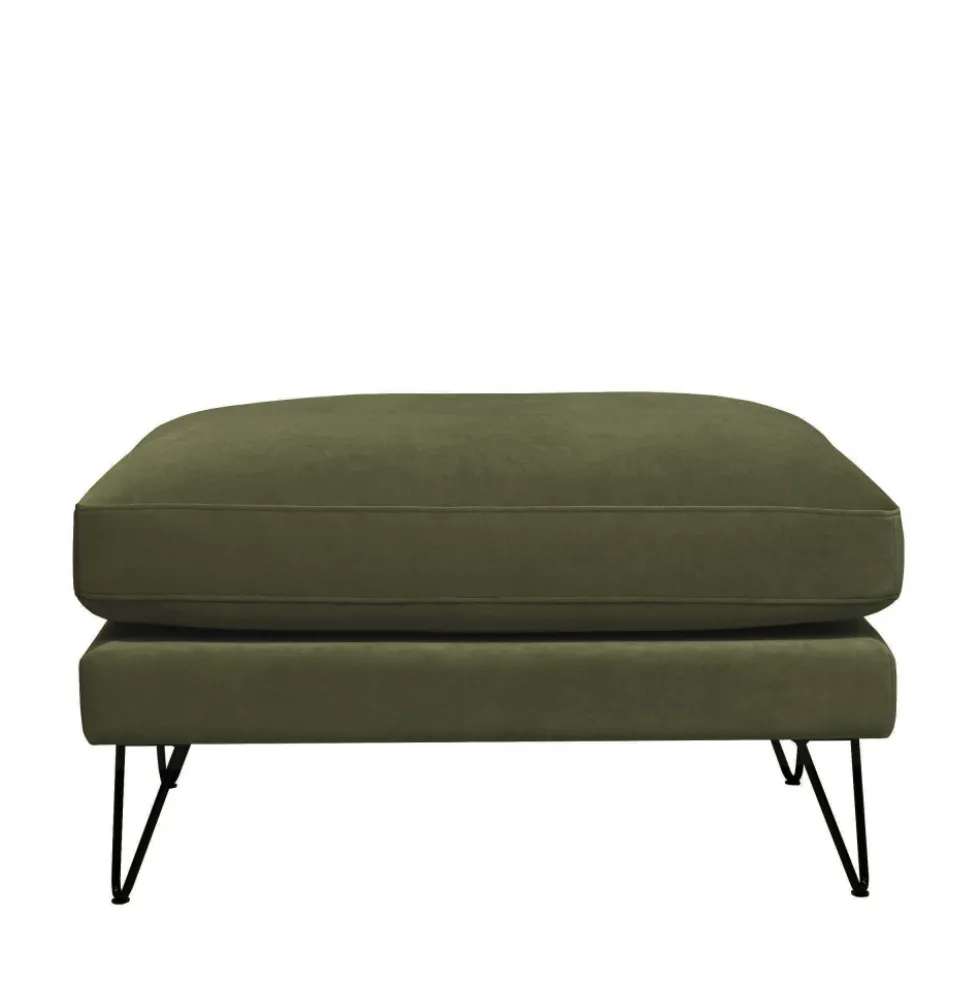 VILLABON Pouf en velours pieds épingles noirs
