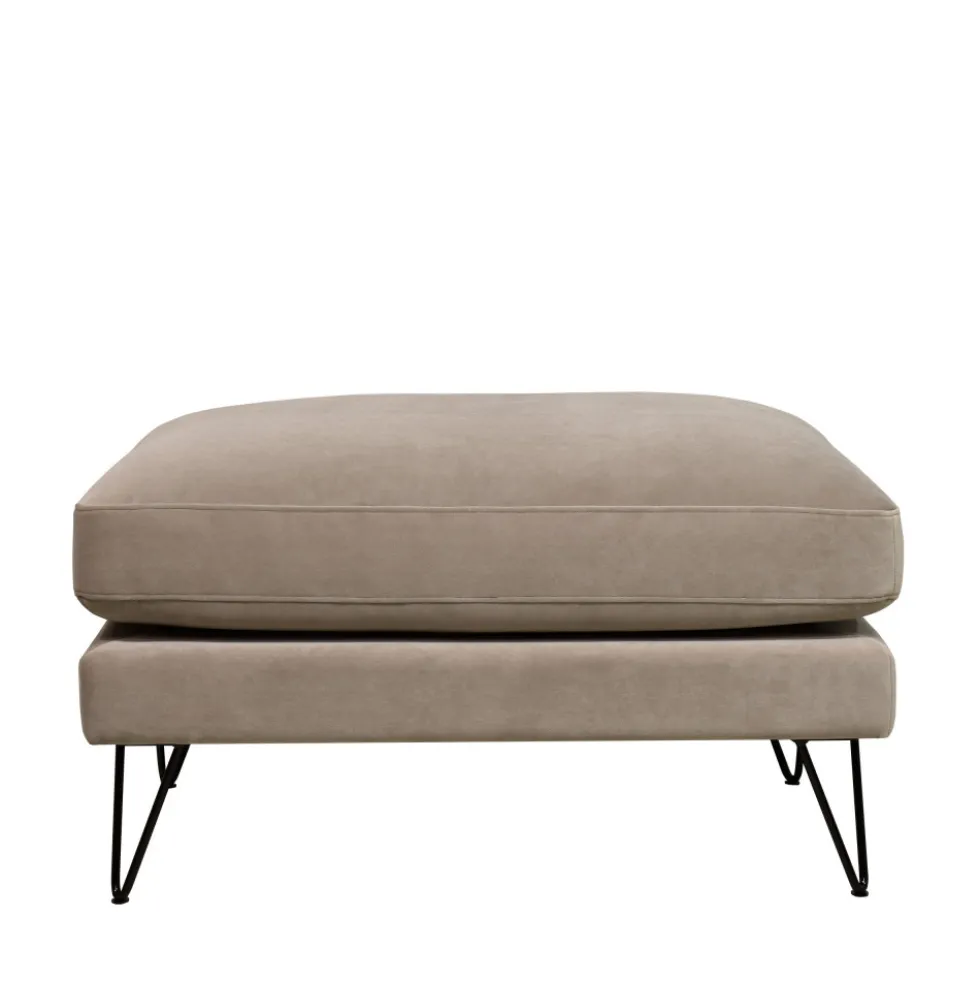 VILLABON Pouf en velours pieds épingles noirs