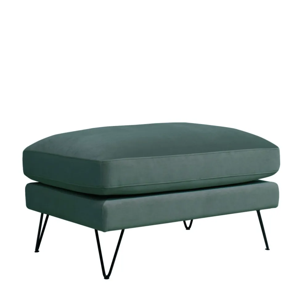 VILLABON Pouf en velours pieds épingles noirs