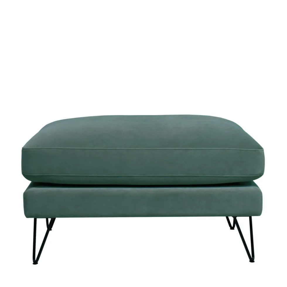 VILLABON Pouf en velours pieds épingles noirs