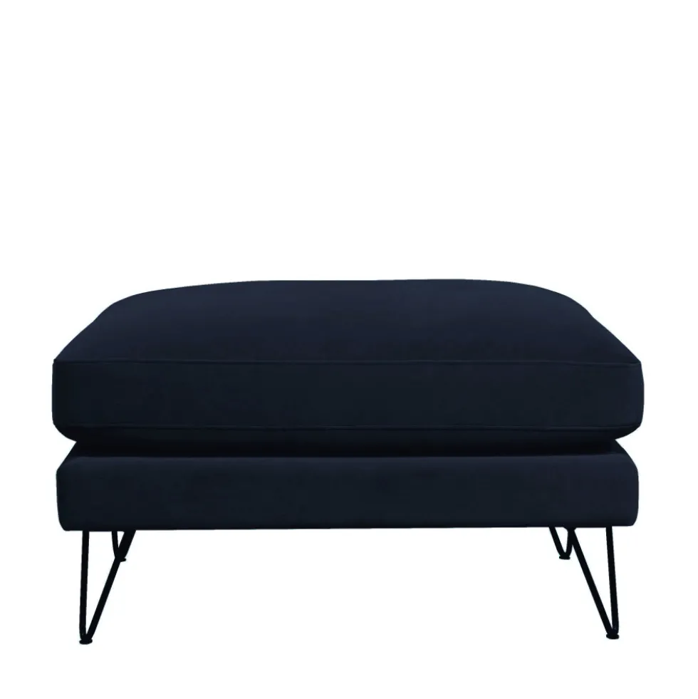 VILLABON Pouf en velours pieds épingles noirs