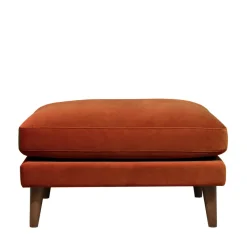 VILLABON Pouf en velours pieds bois foncé