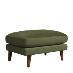 VILLABON Pouf en velours pieds bois foncé