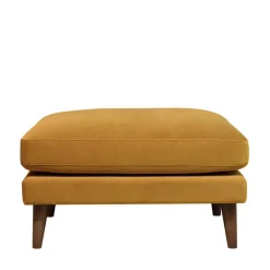 VILLABON Pouf en velours pieds bois foncé