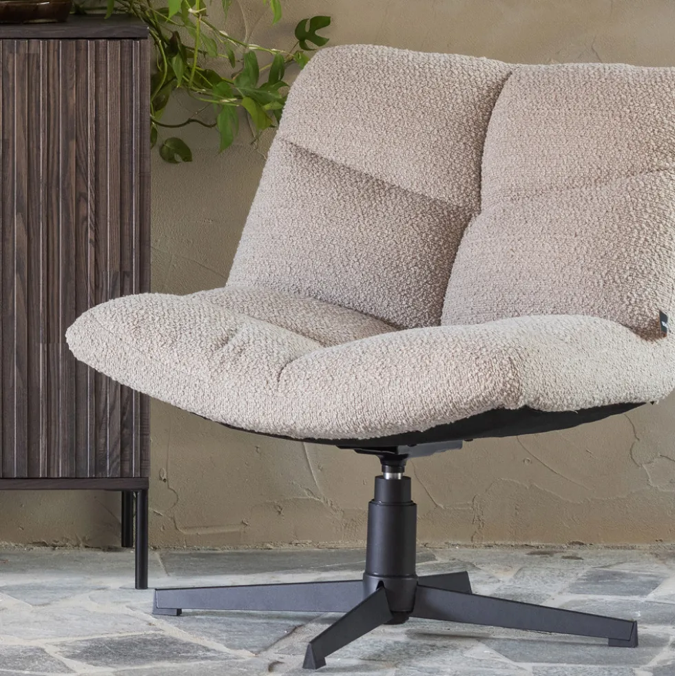 VINNY Fauteuil pivotant en tissu bouclette