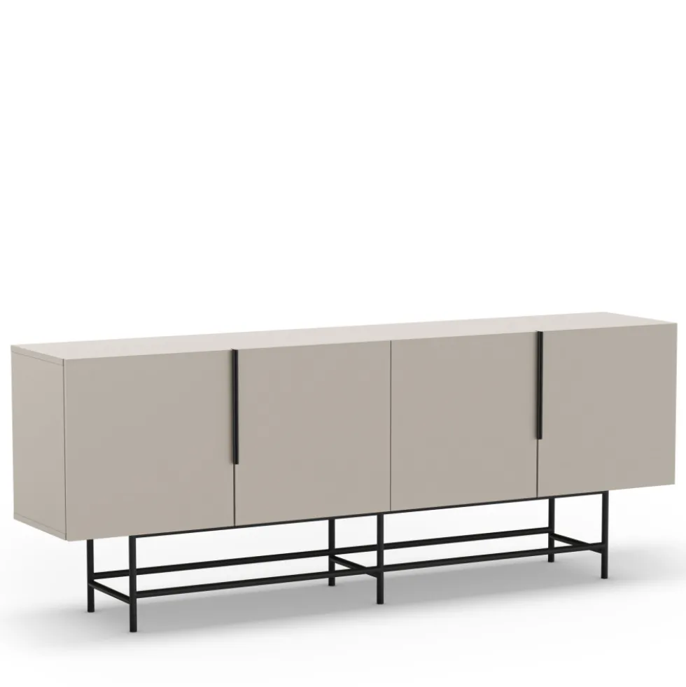 VINTARA Buffet 4 portes en bois et métal L200cm