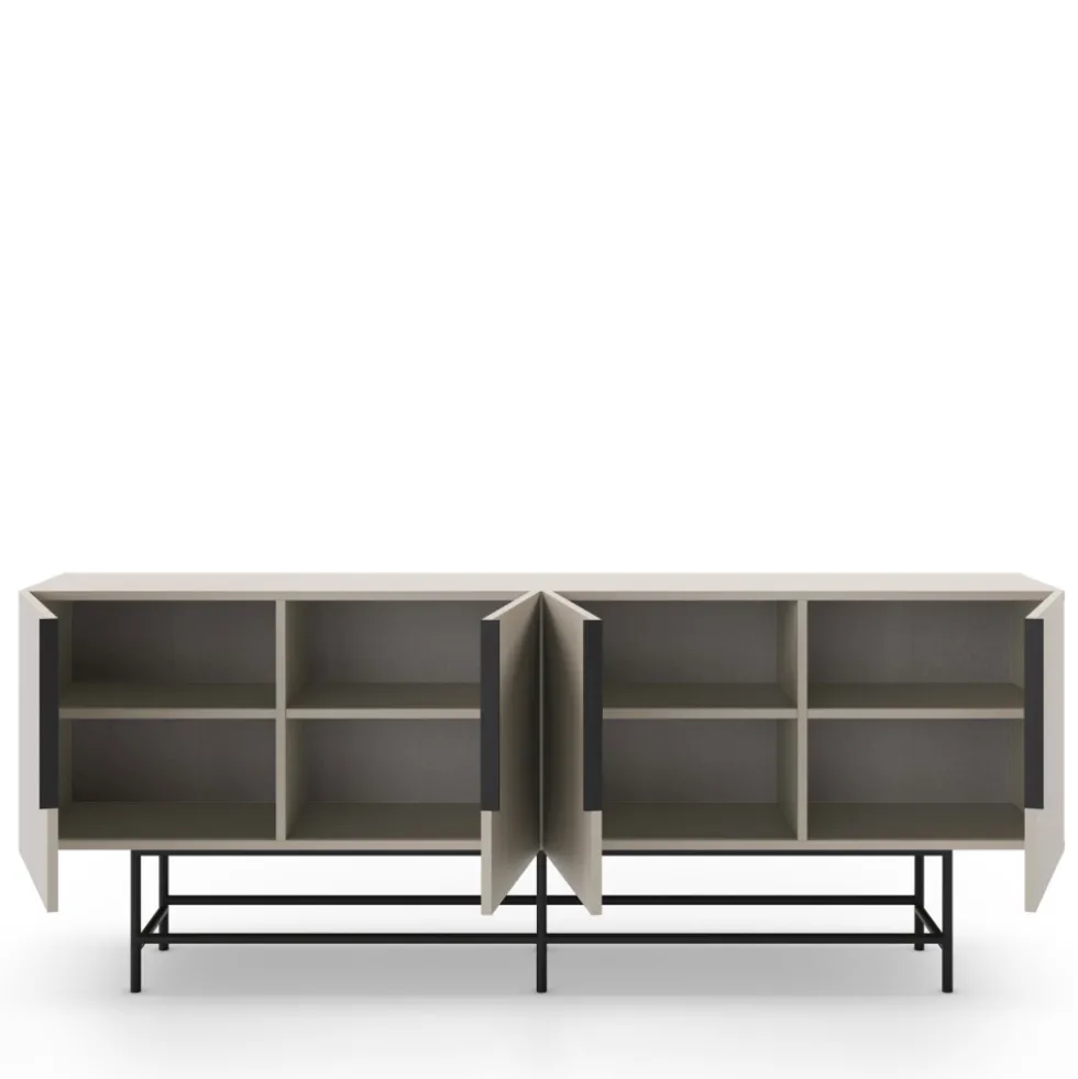 VINTARA Buffet 4 portes en bois et métal L200cm