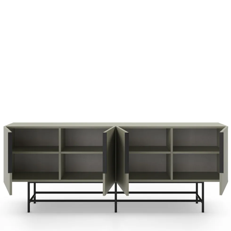 VINTARA Buffet 4 portes en bois et métal L200cm