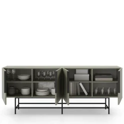 VINTARA Buffet 4 portes en bois et métal L200cm