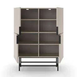VINTARA Buffet haut 4 portes en bois et métal H128cm