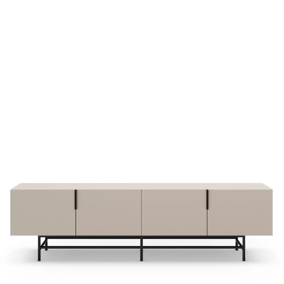 VINTARA Meuble TV 4 portes en bois et métal L200cm
