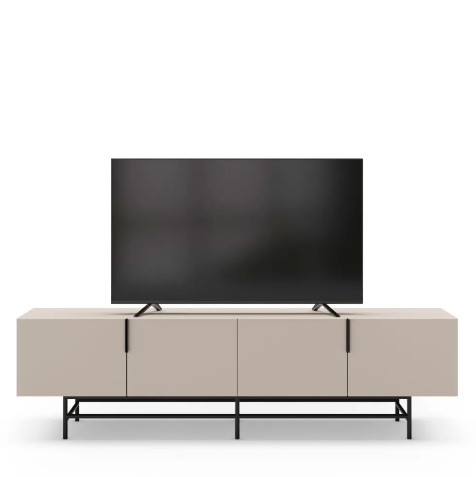 VINTARA Meuble TV 4 portes en bois et métal L200cm