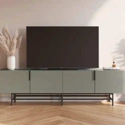 VINTARA Meuble TV 4 portes en bois et métal L200cm