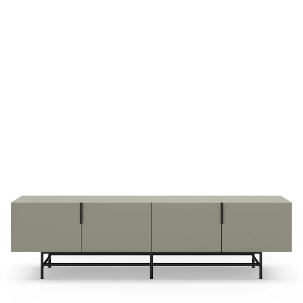 VINTARA Meuble TV 4 portes en bois et métal L200cm
