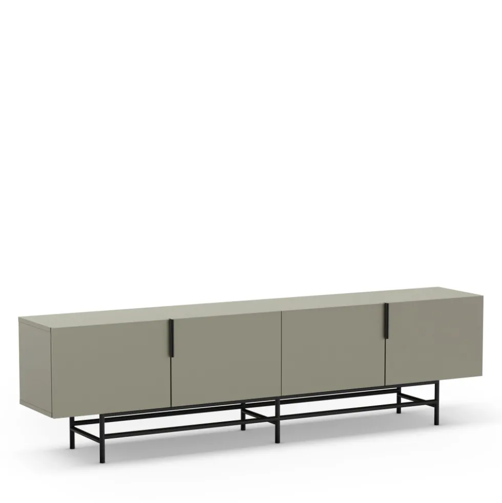 VINTARA Meuble TV 4 portes en bois et métal L200cm