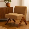 VINTO Fauteuil en tissu pieds bois