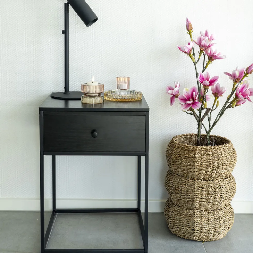 VITA Table de chevet avec tiroir en bois et métal