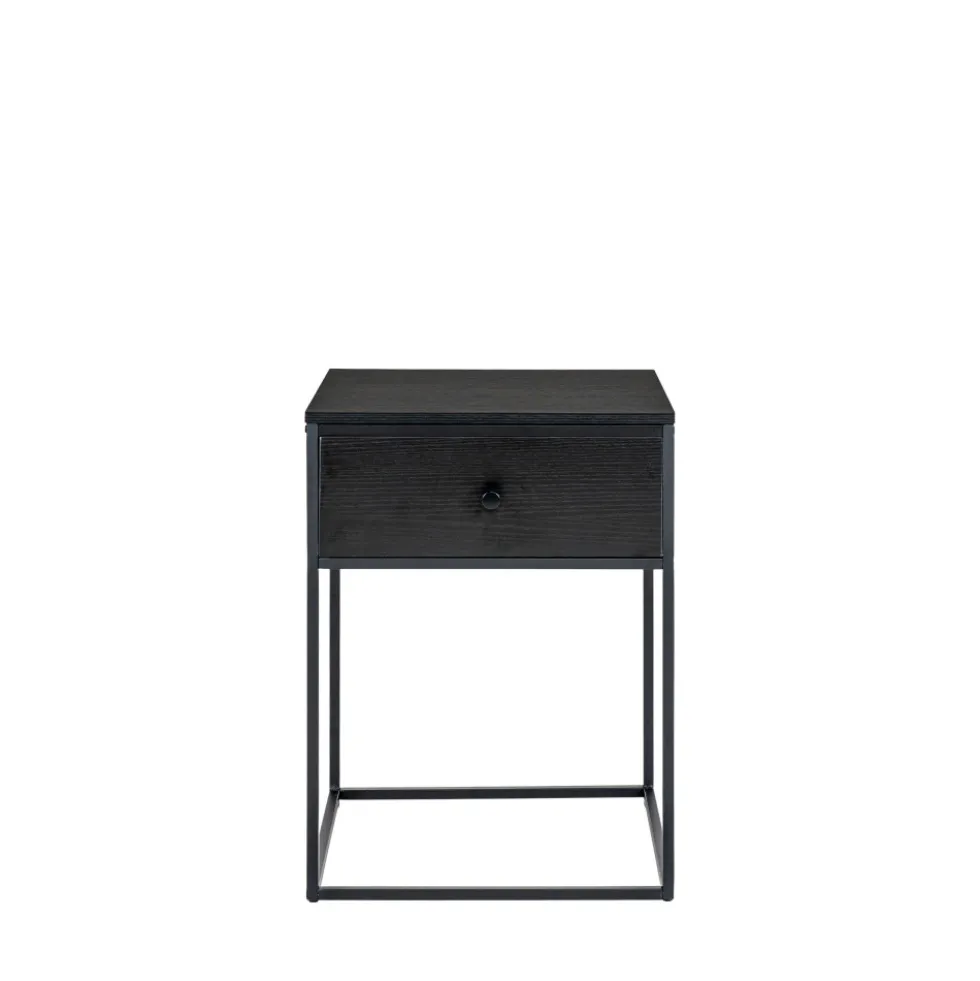 VITA Table de chevet avec tiroir en bois et métal