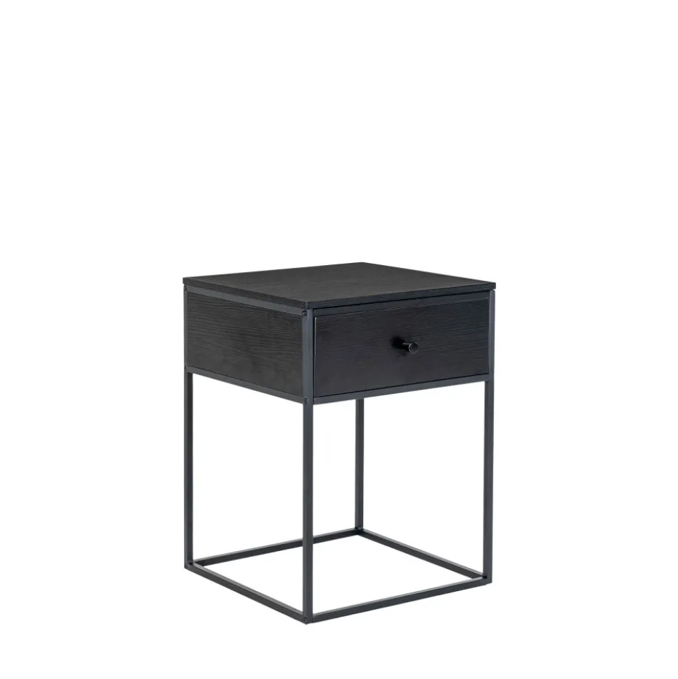 VITA Table de chevet avec tiroir en bois et métal