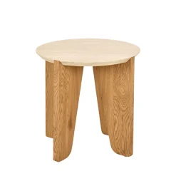 VIVO Table d'appoint ronde en effet travertin ø50cm