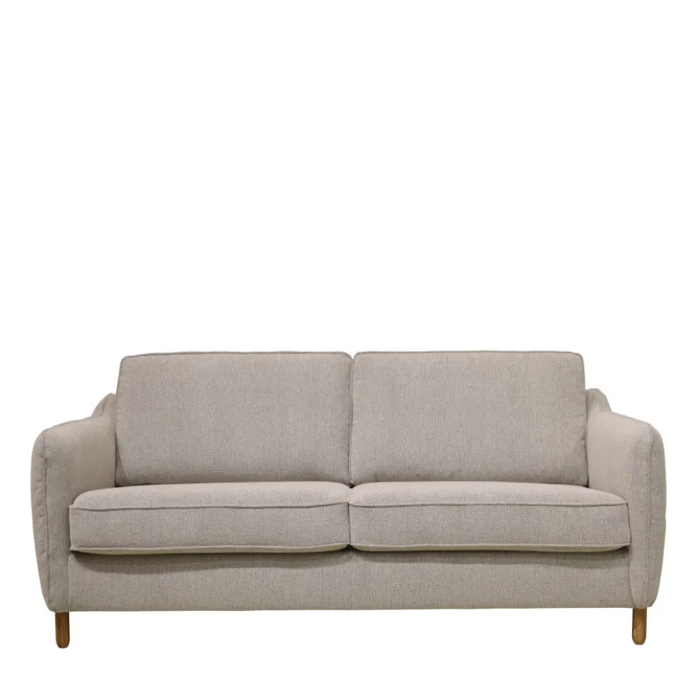 VORNAY Canapé convertible express 3 places en tissu pieds bois foncé