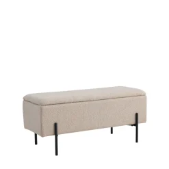WATFORD Banc coffre en tissu bouclette et métal L95cm